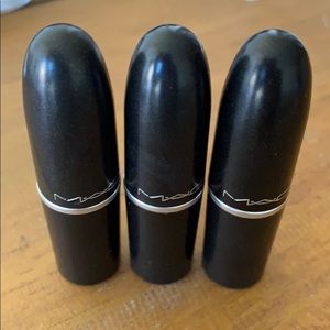 MAC lipsticks ruby woo/all fired up/fresh moraccan